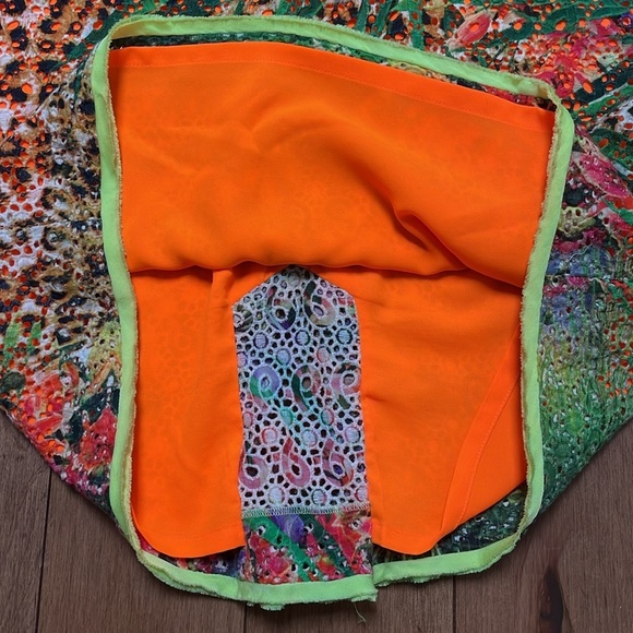 Elie Tahari tropical print Claudia dress size 8 leopard print eyelet neon - Picture 8 of 14